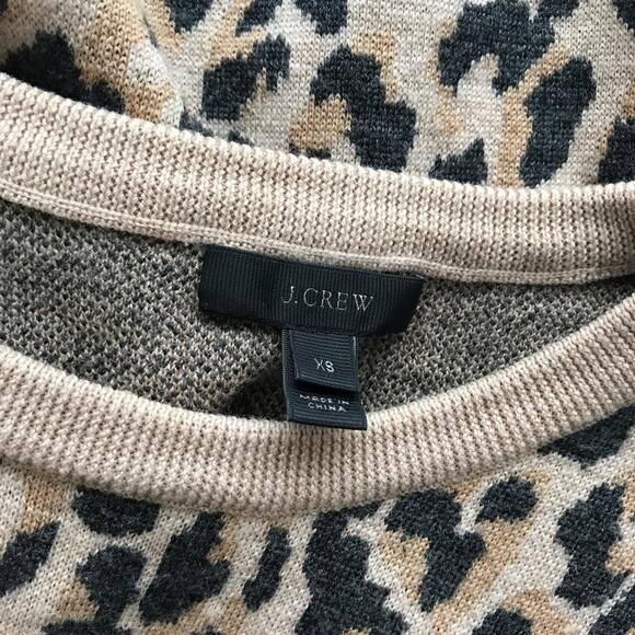 J. Crew Merino Wool Leopard Crewneck Sweater - Picture 9 of 11